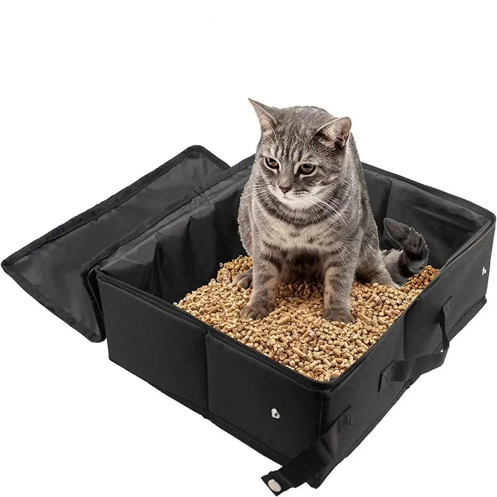 Arenero plegable de viaje para gatos y perros pequeños, impermeable