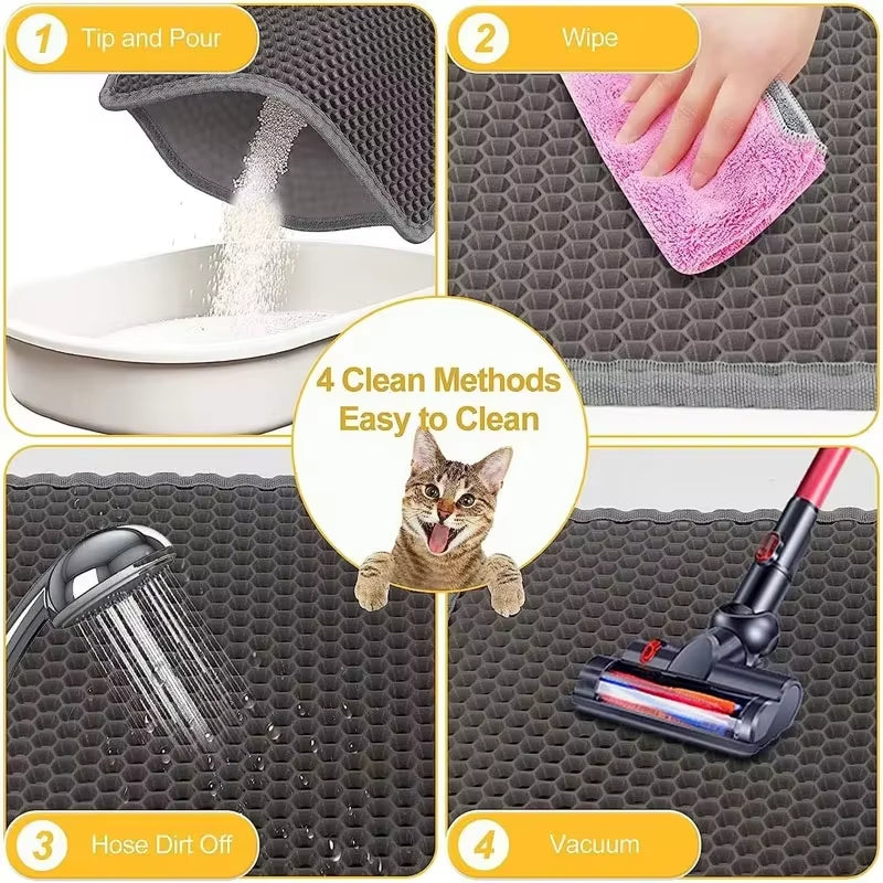 Alfombrilla para arenero de doble capa tipo panal, impermeable y antideslizante