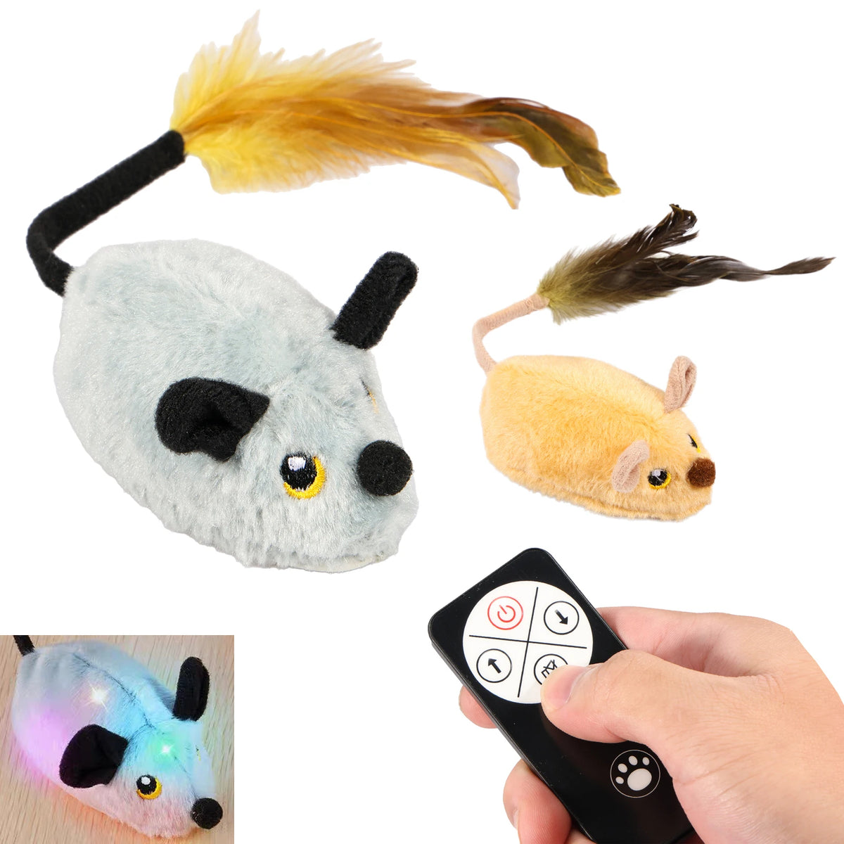 Ratón interactivo que corre solo para gatos, con luz, sonido y recargable