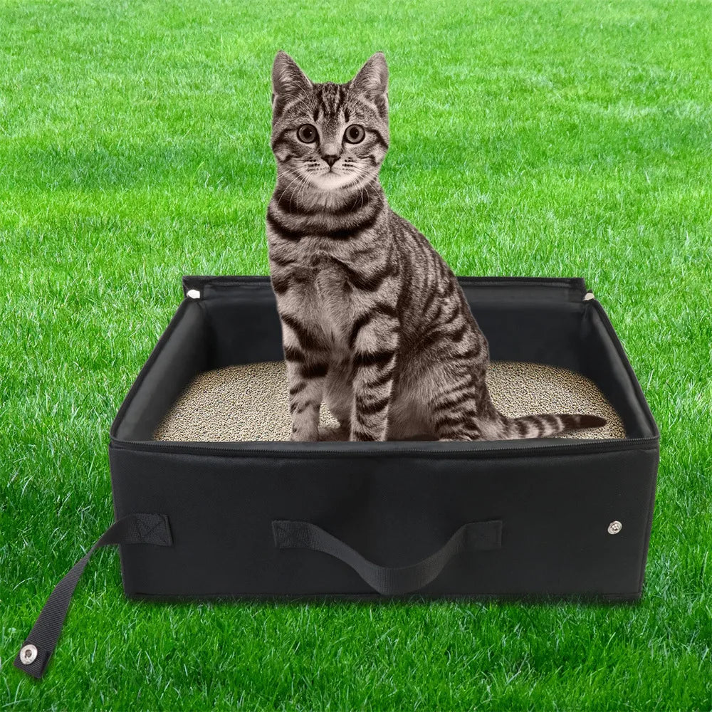 Arenero plegable de viaje para gatos y perros pequeños, impermeable