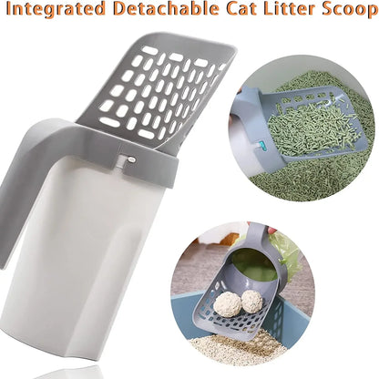 Pala para arena de gato 2 en 1 con dispensador de bolsas integrado