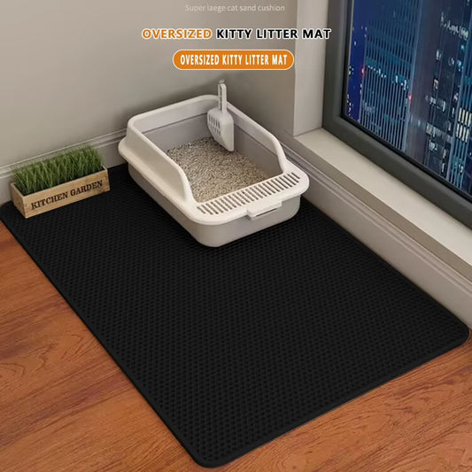Alfombrilla para arenero de doble capa tipo panal, impermeable y antideslizante