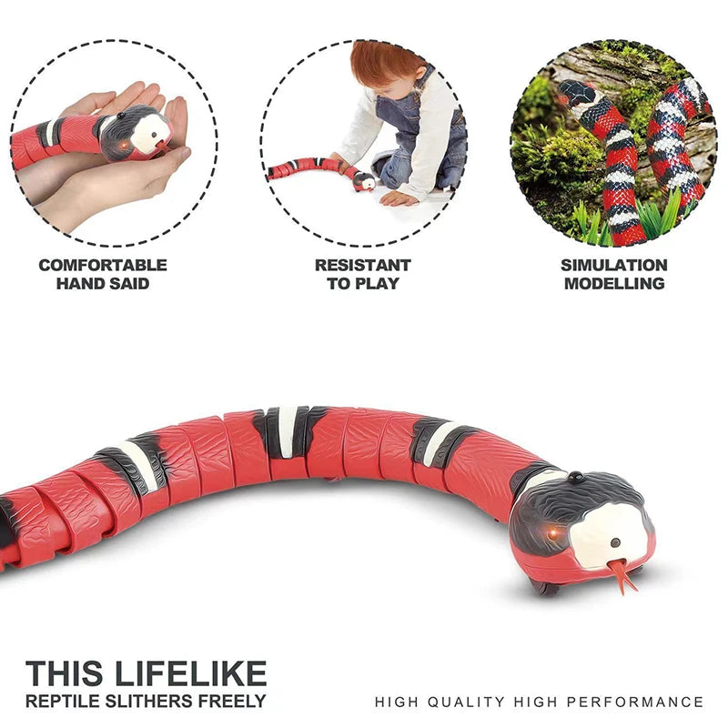 Automatic Cat Toys Interactive Smart Sensing Snake Teasetoys for Cats USB Charging Cat Accessories for Pet Cats Game Play To