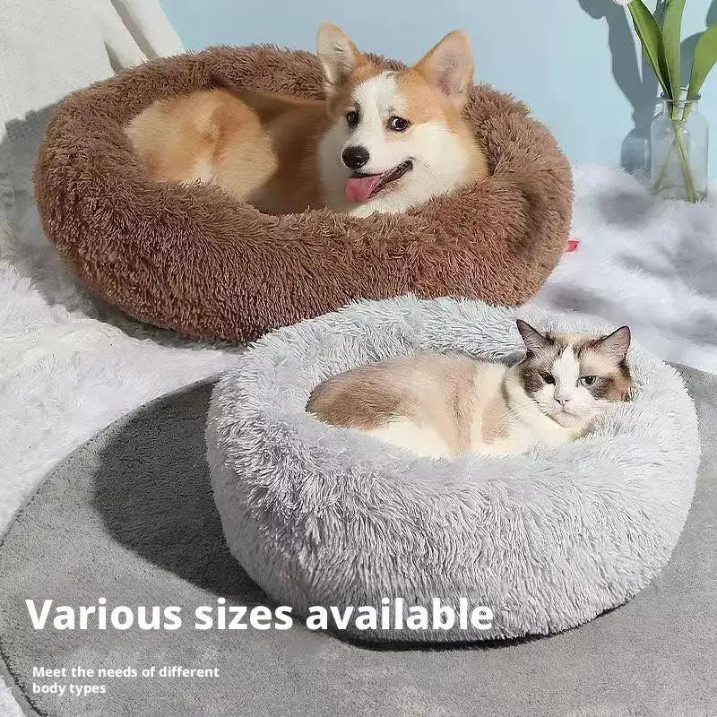 Cama redonda tipo donut para gatos, de pelo largo, cálida y lavable (40 cm)