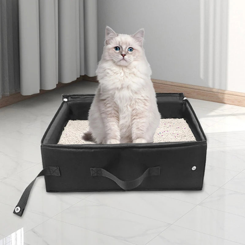 Arenero plegable de viaje para gatos y perros pequeños, impermeable