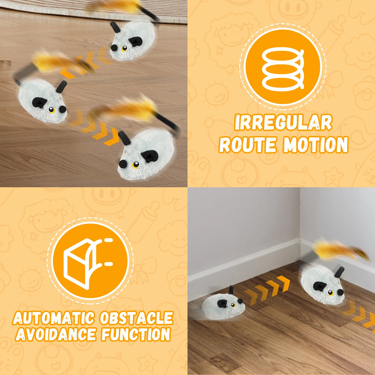 Ratón interactivo que corre solo para gatos, con luz, sonido y recargable