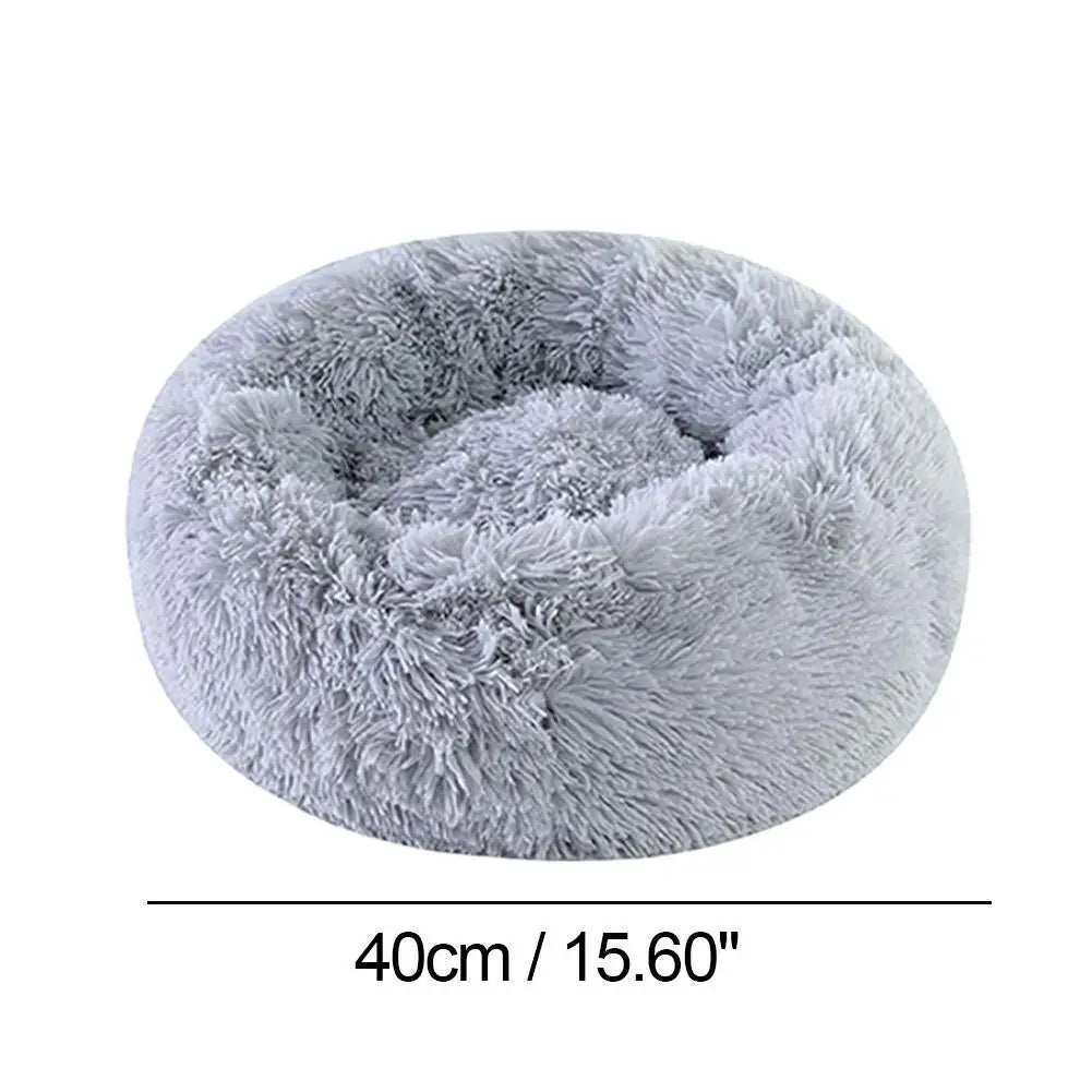 Cama redonda tipo donut para gatos, de pelo largo, cálida y lavable (40 cm)