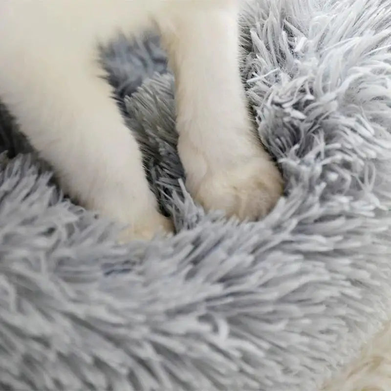 Cama redonda tipo donut para gatos, de pelo largo, cálida y lavable (40 cm)