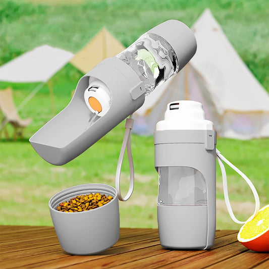 Botella de agua y comida para perros y gatos