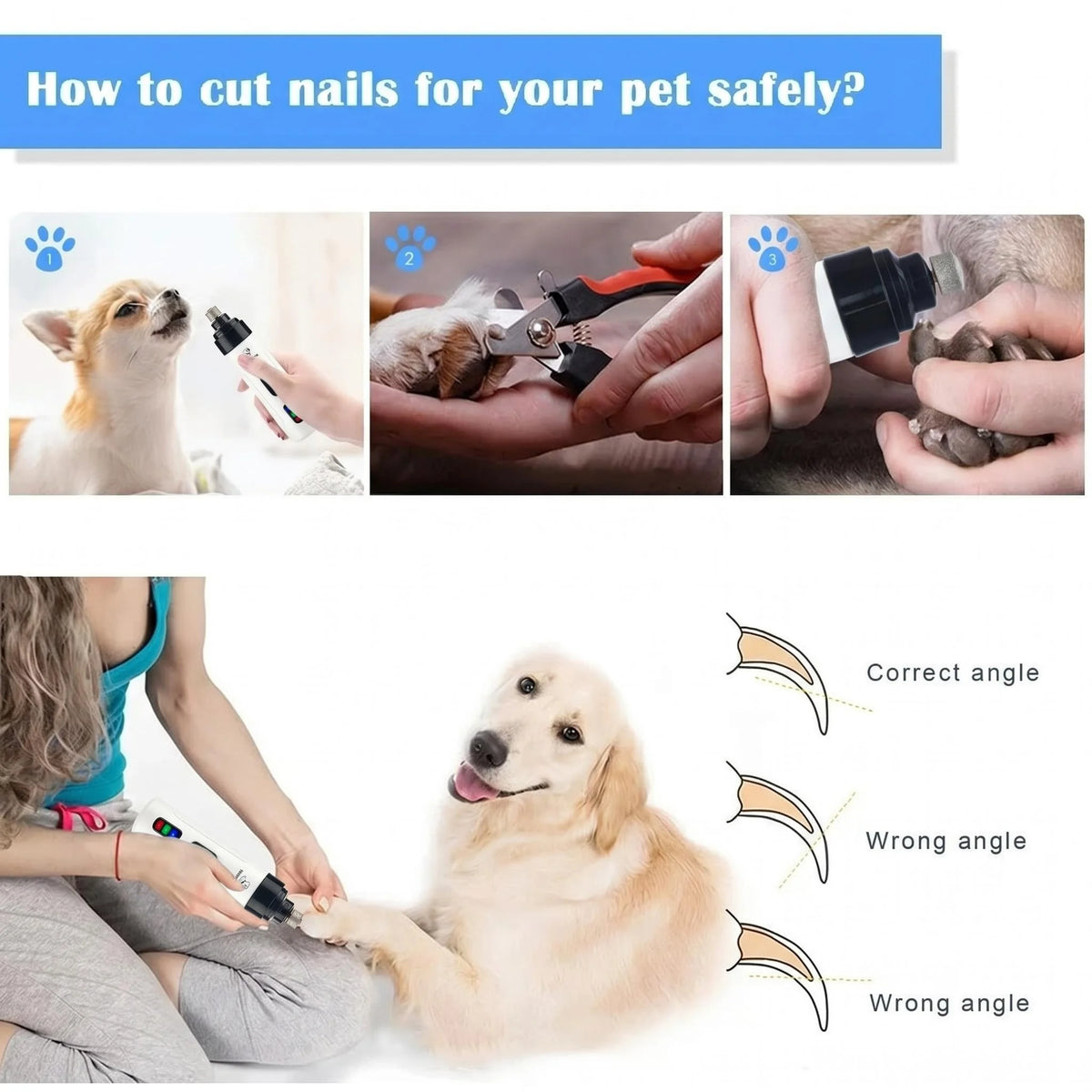 Lima de uñas eléctrica para perros y gatos