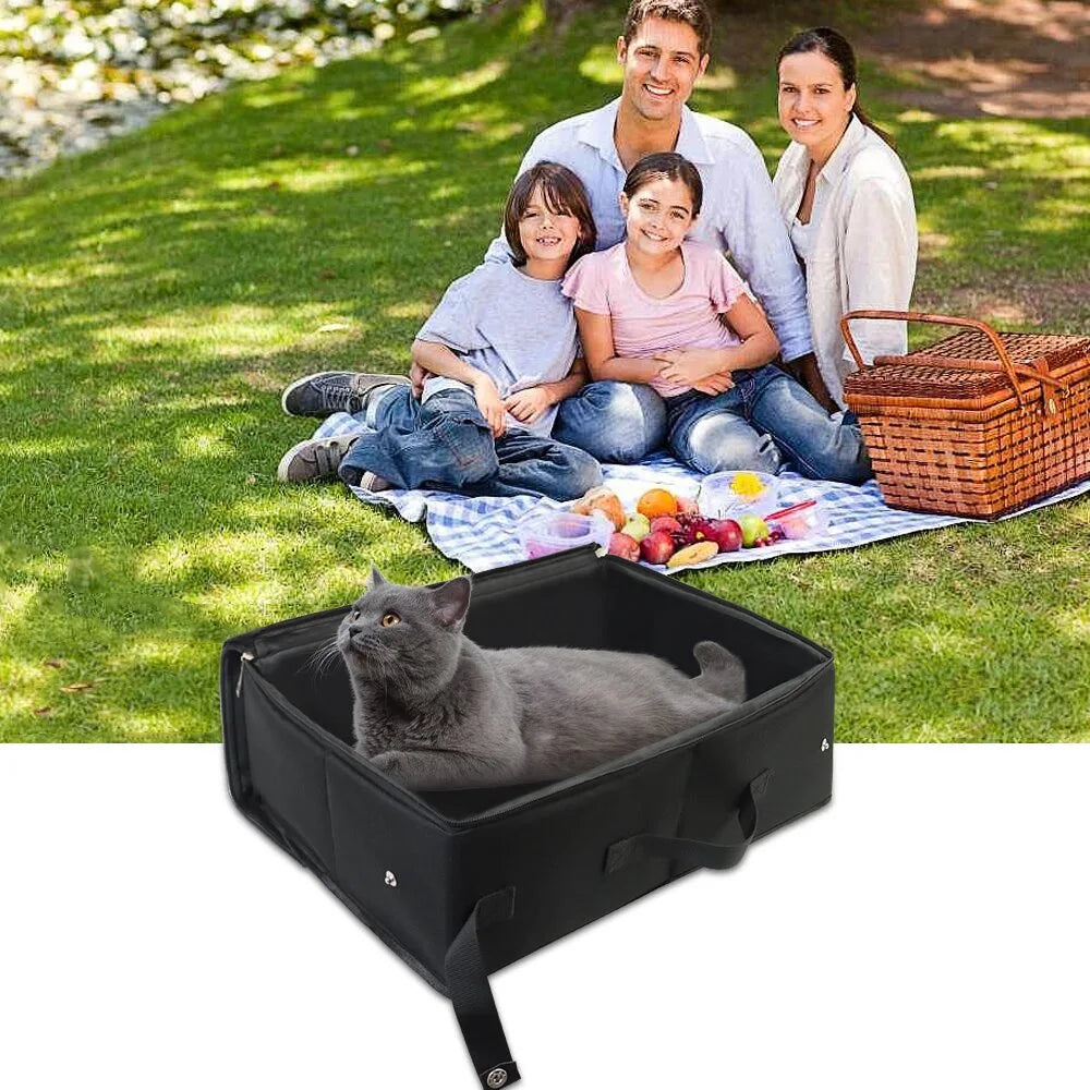 Arenero plegable de viaje para gatos y perros pequeños, impermeable