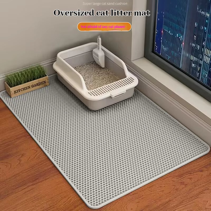 Alfombrilla para arenero de doble capa tipo panal, impermeable y antideslizante