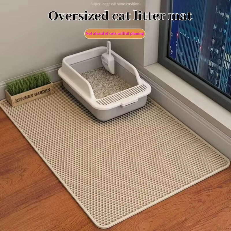 Alfombrilla para arenero de doble capa tipo panal, impermeable y antideslizante