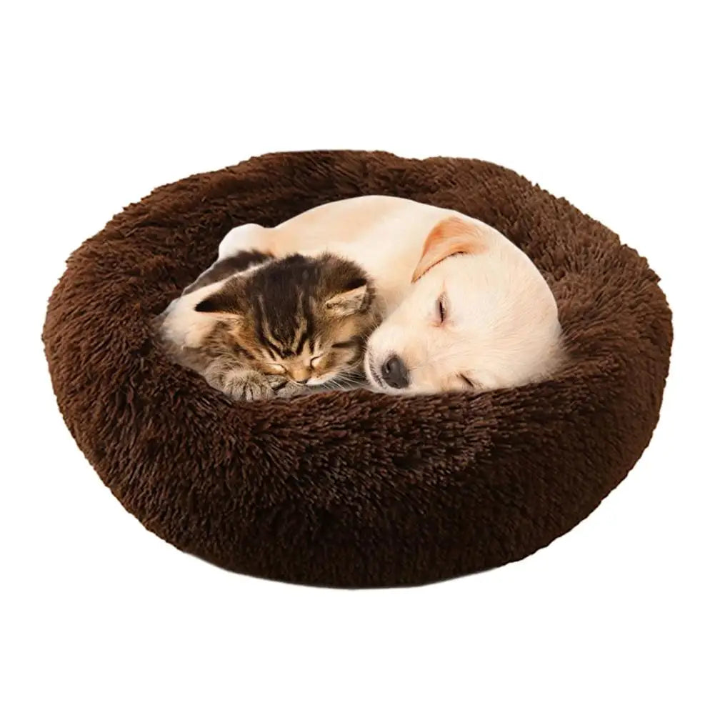 Cama redonda tipo donut para gatos, de pelo largo, cálida y lavable (40 cm)